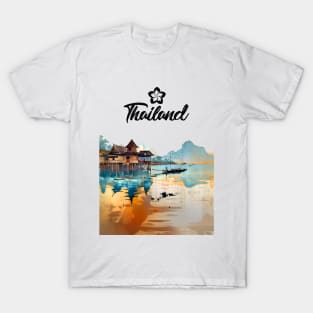 Thailand: Postcard from Thailand the Orchid of Asia on a light (Knocked Out) background T-Shirt